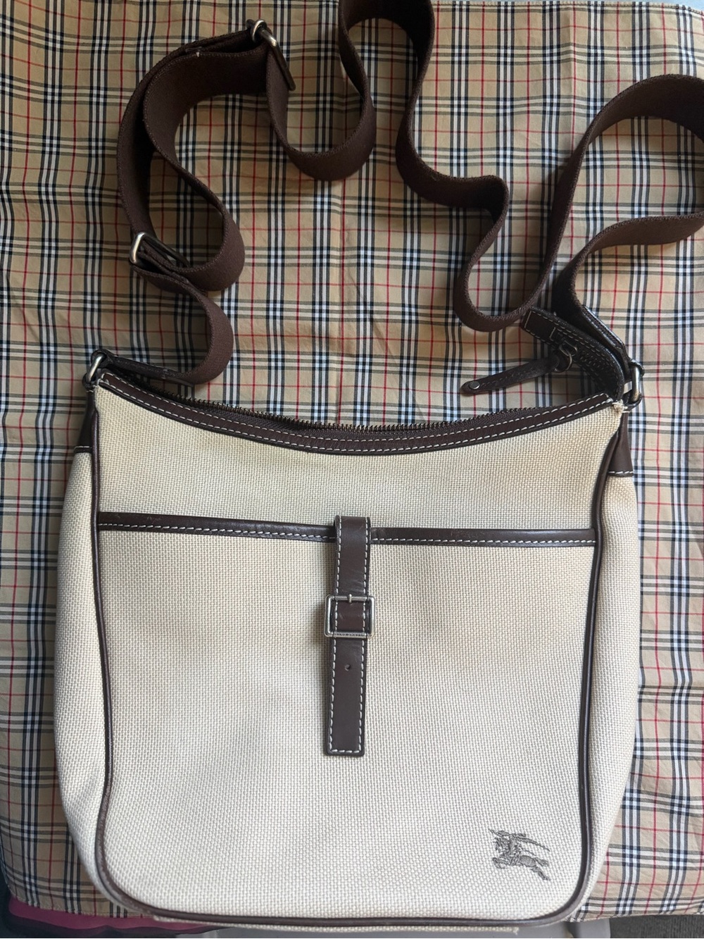 Burberry blue label messenger bag.